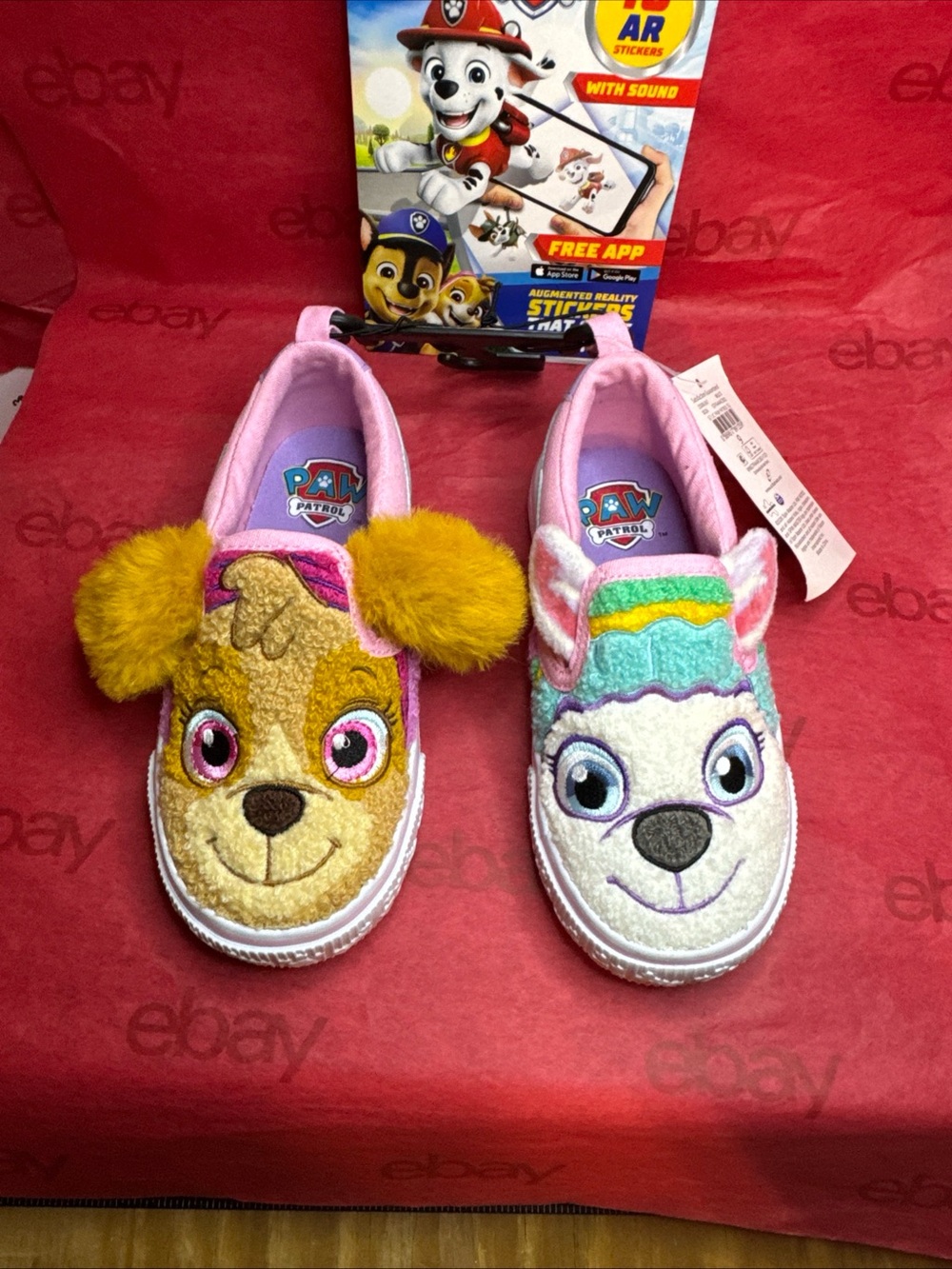 Paw Patrol Girls Pink, Purple, Yellow Plush Slip-On Shoes